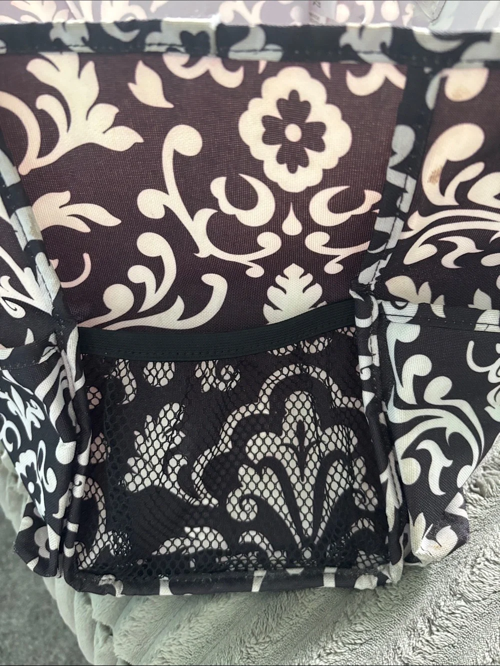 Thirty-one Utility Bag-Black & White Floral Tote Bag - Versatile Women's Carryal